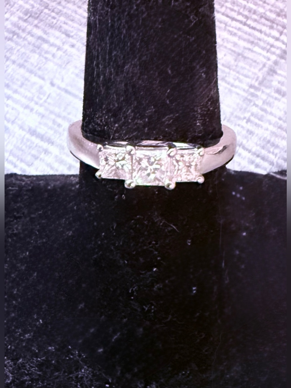14K White Gold 3 Princess Diamond Ring